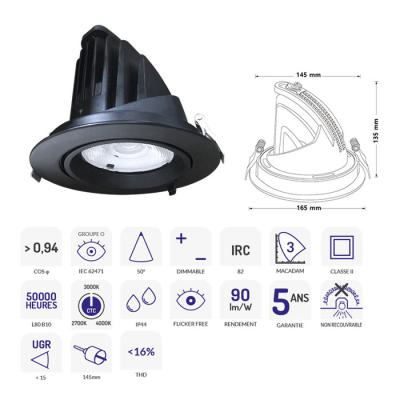  DOWNLIGHT SAMBA NOIR 28-38W CT 