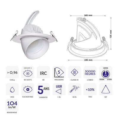  DOWNLIGHT SAMBA BLANC 28-38W C 
