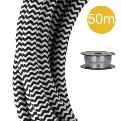  C�ble Textile 2C 50 mtr Noir/B 