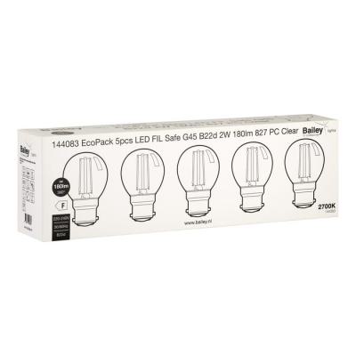  Pack 5xLED FIL Safe B22 2W 827 