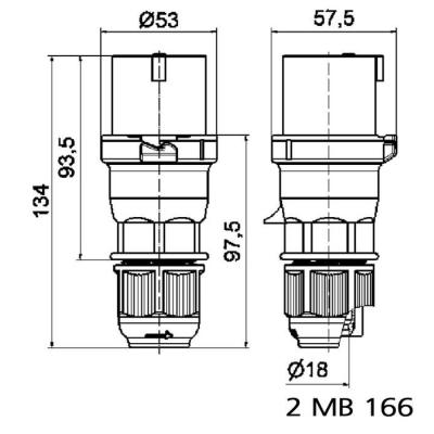  Fiche PE 230V 2P+T 16A IP44 GT 