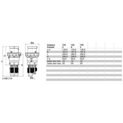  Fiche 400V 3P+T 125A IP67 TE 