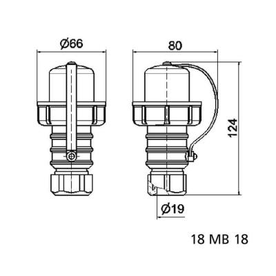  Fiche 250V 2P+T 10/16A IP67 