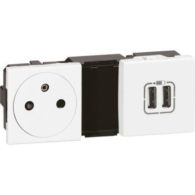  2P+T ET PRISE DBLE USB MOSAIC 
