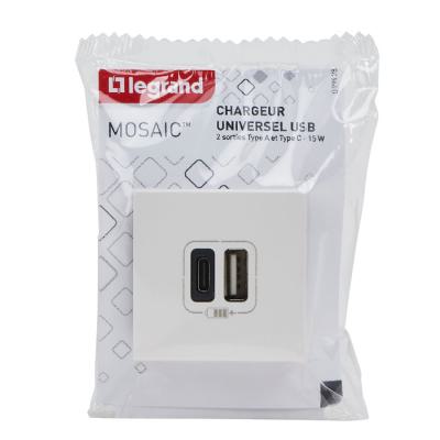  PRISE 2USB AC 3A CP BLC MOSAIC 