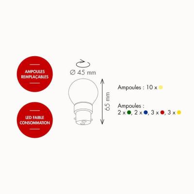  Amp. Lot de 5 B22 Multi 