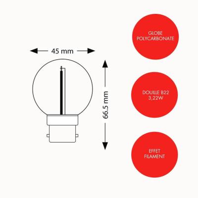  Amp. Filament Lot de 20 B22 BF 