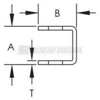  Rail en U, perfor�, 30x30x2x20 