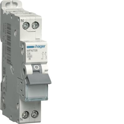  Disjoncteur 1P+N 3kA C-6A 1M 