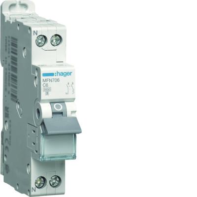  Disjoncteur 1P+N 3kA C-6A 1M 