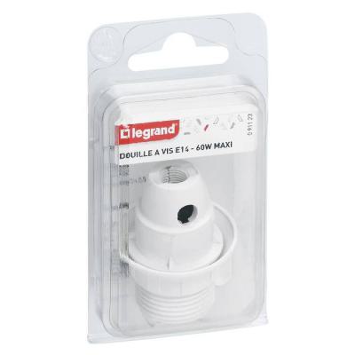  DOUILLE PLAST.E14 BLANC+BAGUE 