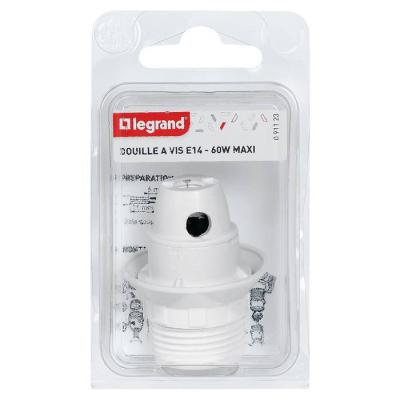 DOUILLE PLAST.E14 BLANC+BAGUE 