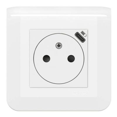  2P+T FR USBC 2MOD CPL BLANC 