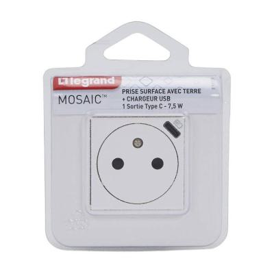 2P+T FR USBC 2MOD CPL BLANC 