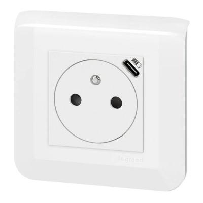  2P+T FR USBC 2MOD CPL BLANC 