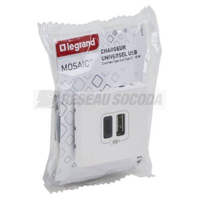  2 USB AC 3A 2MOD COMPO BLANC ! 
