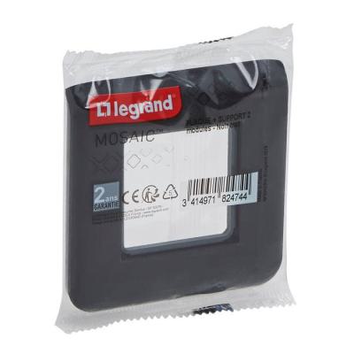  SUPPORT V+PLAQUE 2 MOD NOIR 
