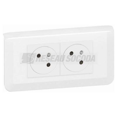 KIT 2X2P+T ENCASTRE BLANC 