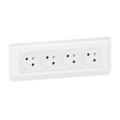  KIT 4X2P+T ENCASTRE BLANC 