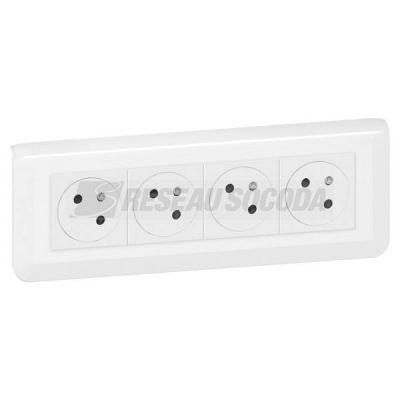  KIT 4X2P+T ENCASTRE BLANC 