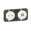  2P+T CHARGEUR USB 2POSTE BLANC 