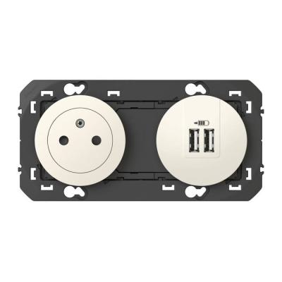  2P+T CHARGEUR USB 2POSTE BLANC 