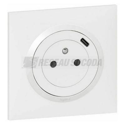  2P+T CHARGEUR USB 1POSTE BLANC 