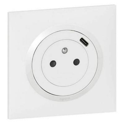  2P+T CHARGEUR USB 1POSTE BLANC 