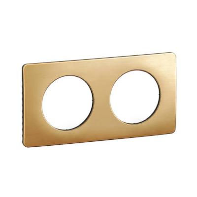  PLAQUE 2 POSTES LAITON SATINE 