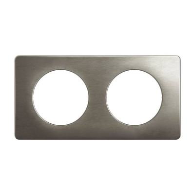  PLAQUE 2 POSTES ACIER SATINE 