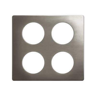  PLAQUE 2X2 POSTES ACIER SATINE 