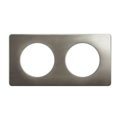  PLAQUE 2 POSTES ACIER SATINE 