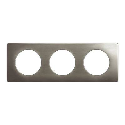  PLAQUE 3 POSTES ACIER SATINE 