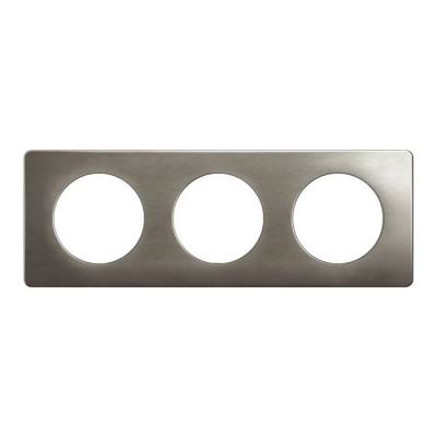  PLAQUE 3 POSTES ACIER SATINE 