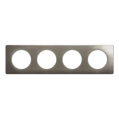  PLAQUE 4 POSTES ACIER SATINE 