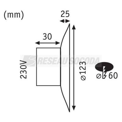  ENC mural D.123mm 2W 2700K bla 