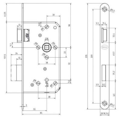  BEVER 242BZ18RR Serrure monopo 