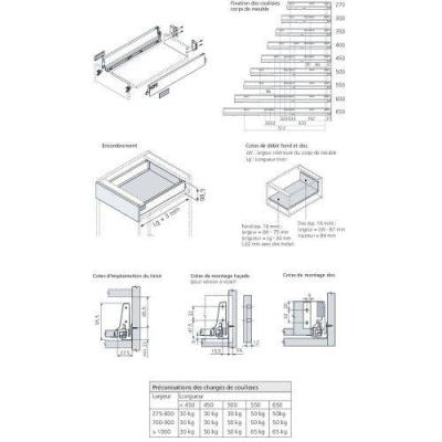  BLUM INT358M400BLS tiroir haut 