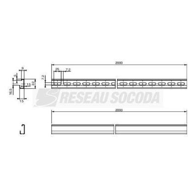  RAIL DIN ASYMETRIQUE 2M 