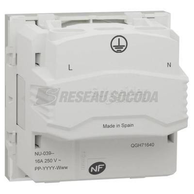  Prise 2P+T FR 90� vis Blanc 