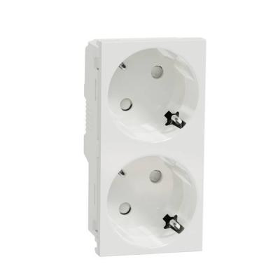  Prise 2x 2P+T DE vis Blanc 