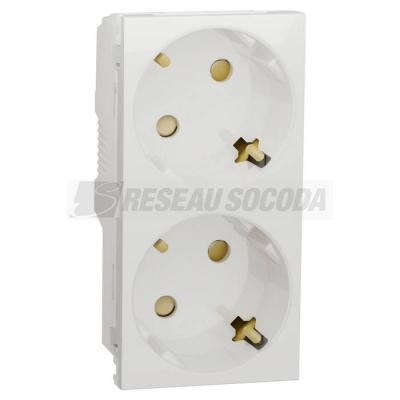  Prise 2x 2P+T DE vis Blanc 