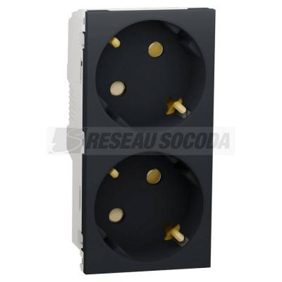  Prise 2x 2P+T DE vis Anthracit 