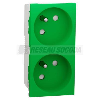  Prise 2x 2P+T FR 45� rap Vert 