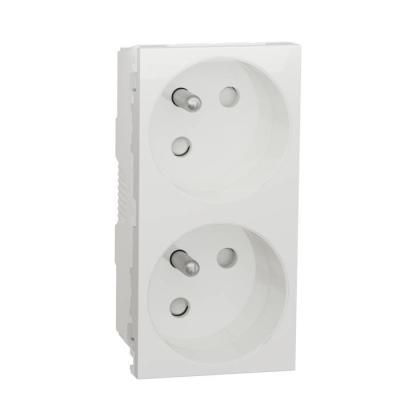  Prise 2x 2P+T FR 45� rap Blanc 