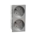  Prise 2x2P+T FR 45� rapide Alu 
