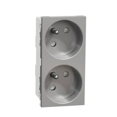  Prise 2x2P+T FR 45� rapide Alu 