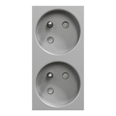  Prise 2x2P+T FR 45� rapide Alu 