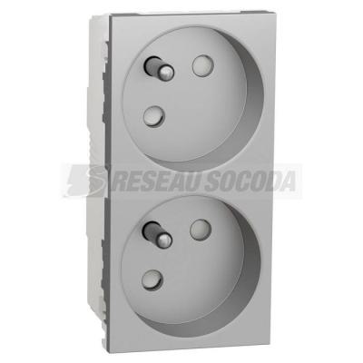  Prise 2x2P+T FR 45� rapide Alu 
