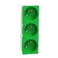  Prise triple 2P+T FR 45� Vert 